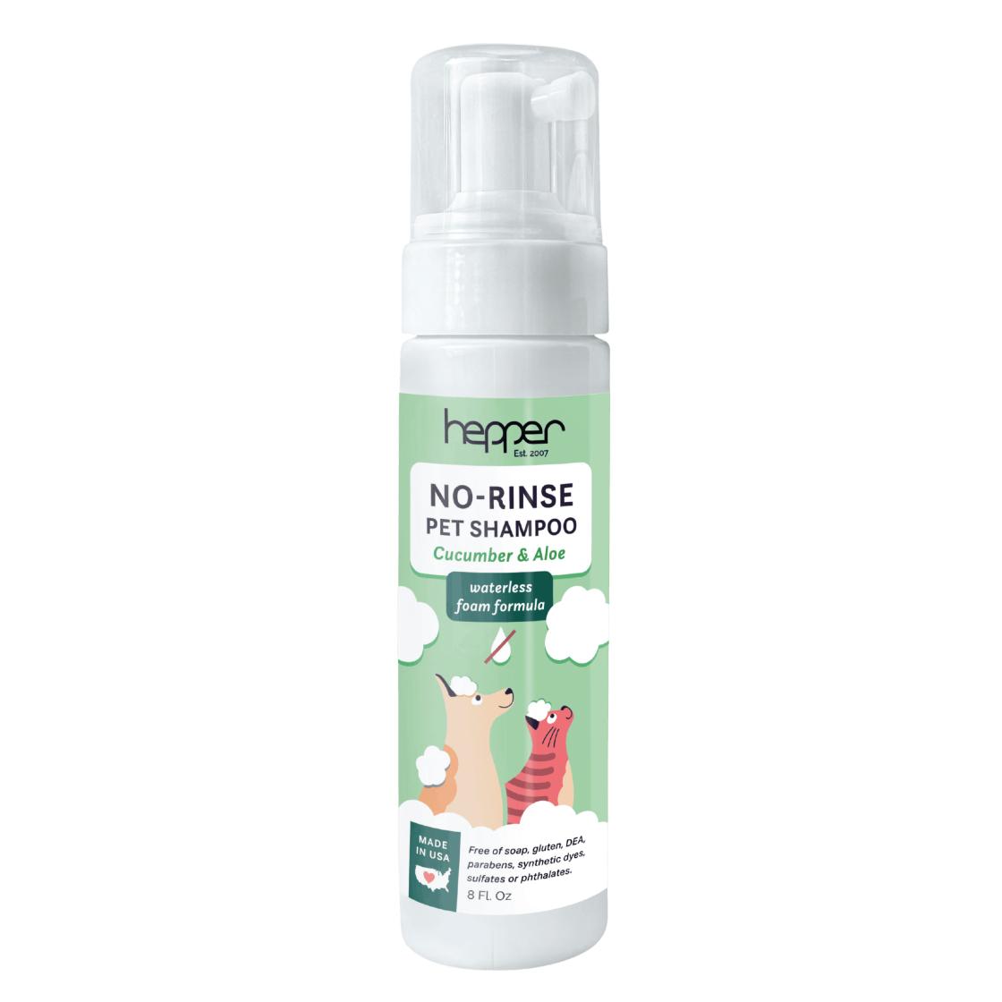 Bottle of waterless pet shampoo.