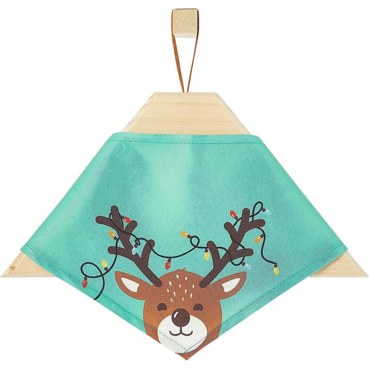 Dog bandana with reindeer and Christmas lights design.