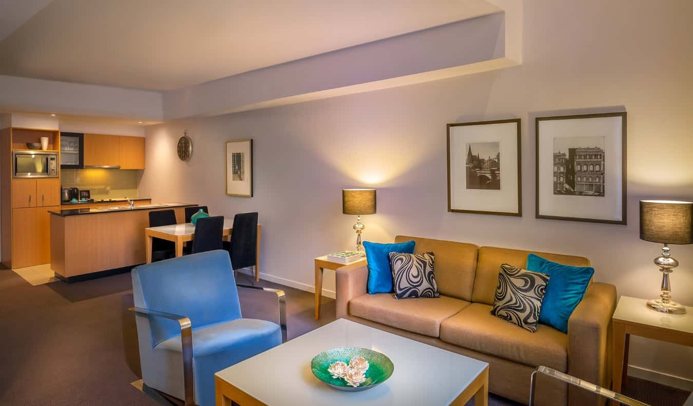 Luxurious interior of Treasury on Collins hotel lobby in Melbourne