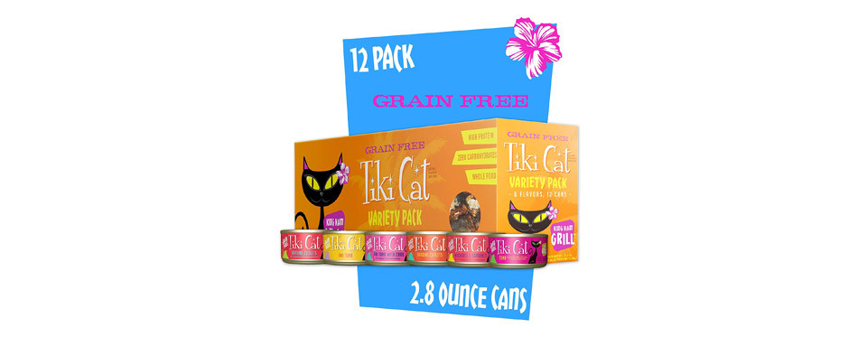 Tiki Cat Grill grain-free wet cat food in a variety of flavors